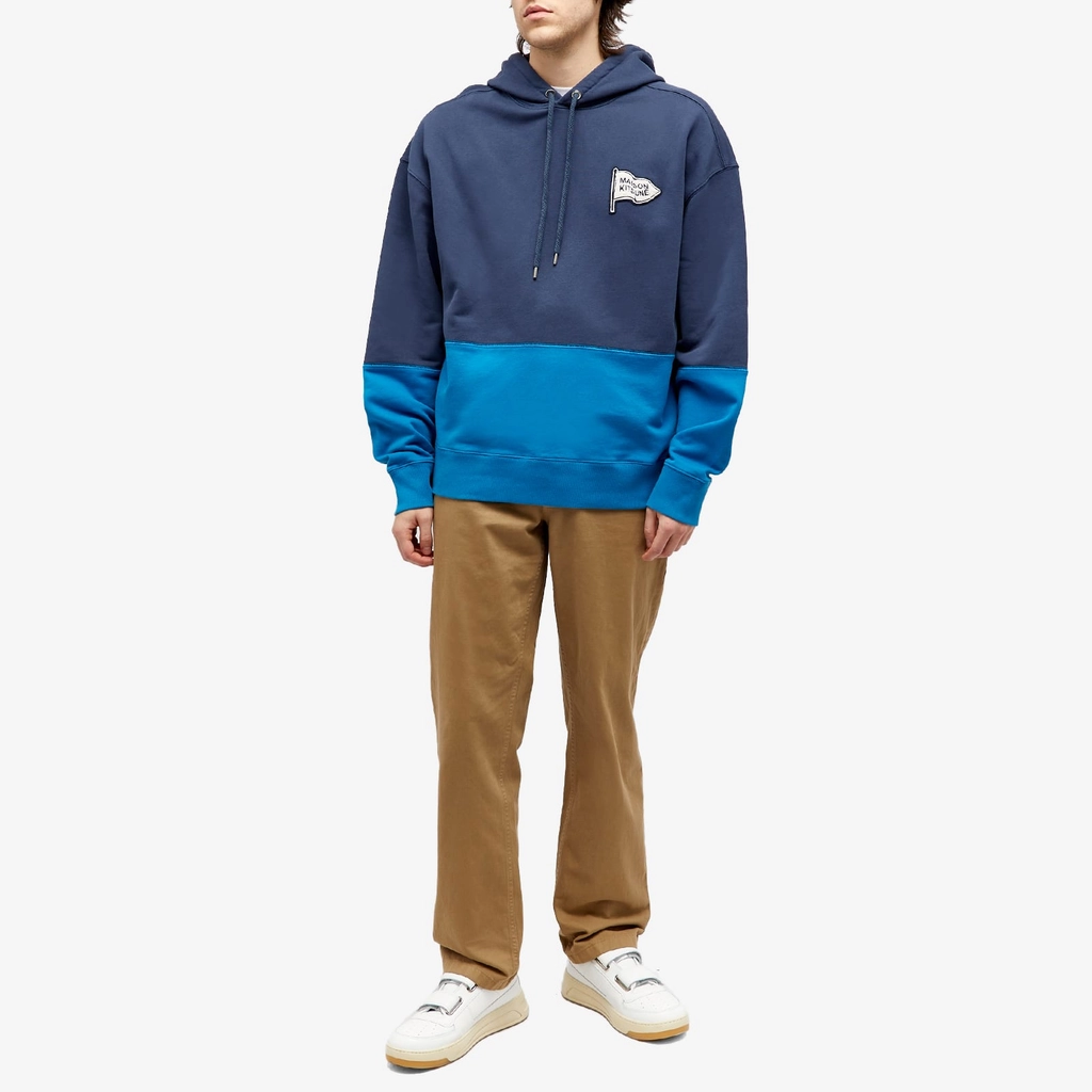 Maison Kitsune Color Block Oversize Hoodie Ink Blue/Sapphire